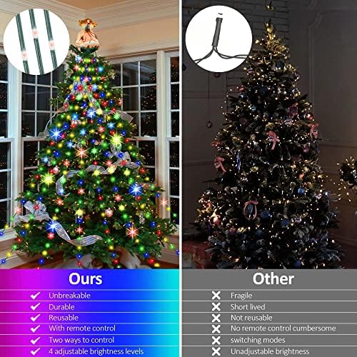 קישוטי חג המולד אורות עץ עם טבעת, 280 נוריות LED אורות חג מולד לפנים ובחוץ עם 8 מצבים ופונקציות
