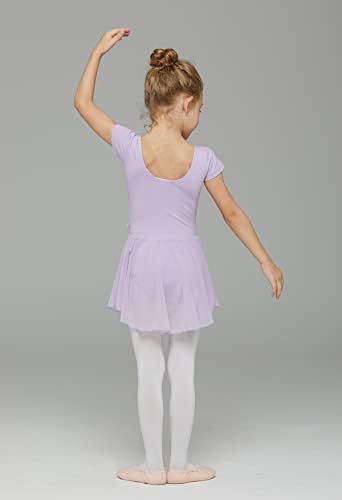 גנאי בלט MDNMD עם חצאית פעוט בנות ריקוד שמלות תלבושת בלרינה שרוול קצר