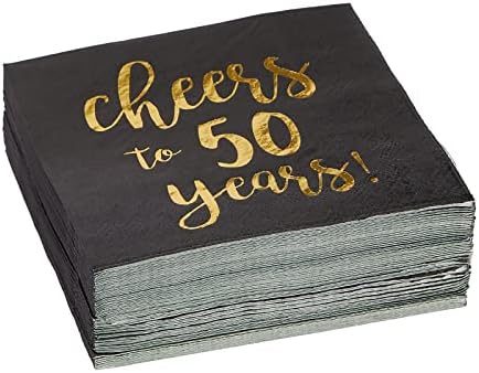 50 חבילות לחיים ל-50 שנה מפיות קוקטייל ליום הולדת 50, ציוד למסיבות יום נישואין, 3 שכבות, נייר כסף