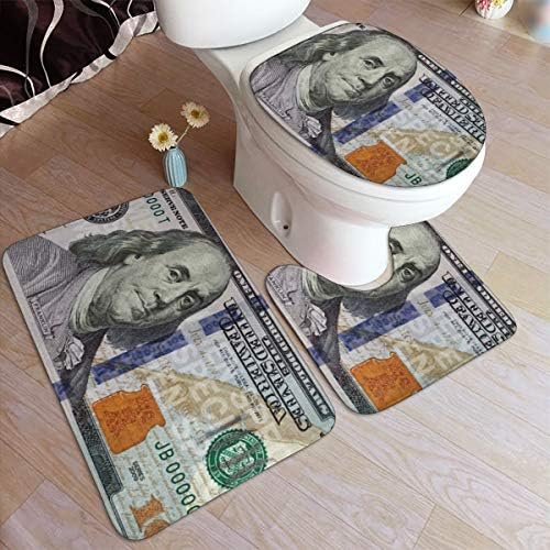 100 דולר ביל נוחות פלנל אמבטיה שטיח מחצלות סט 3 חתיכה רך החלקה עם גיבוי כרית אמבטיה מחצלת + קונטור