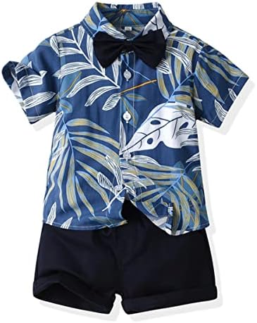 מכנסיים קצרים לתינוק פעוטות של ג'וננג מכנסיים תלבושת הוואי, ילד תינוקות משאירים חולצת שרוול קצרה פרחונית