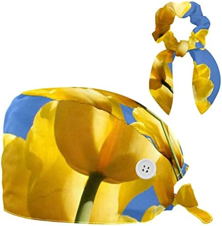 כובע כירורגי של נשים וגברים עם שיער קשת צמח פרחים לבנדר מפואר כובע עבודה גודל אחד