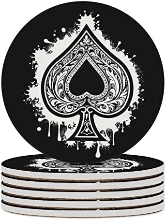 Ace of Spades Cards Duts Ceramic Huts חמוד למשקאות מחזיקי כוס סופגים למטבח סלון משרדי