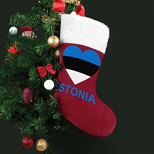 אהבה אסטוניה אדומה של חג המולד של חג המולד קישוטי הבית לקישוטים לעץ חג המולד גרביים תלויים