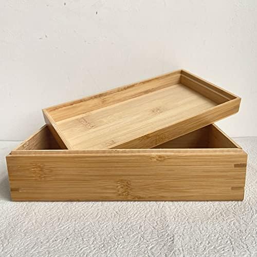 מארגן מגירת קאבילוק קופסת אחסון מעץ עם מכסה: תכשיטי עץ דקורטיביים איפור תה קופסאות סטאש קופסאות כף