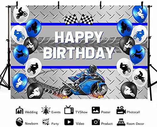 AIBIIN 7x5ft כחול אופנוע יום הולדת