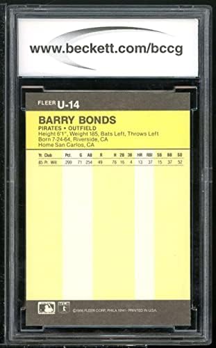 1986 עדכון פייר U-14 בארי בונדס כרטיס טירון BGS BCCG 10 MINT+