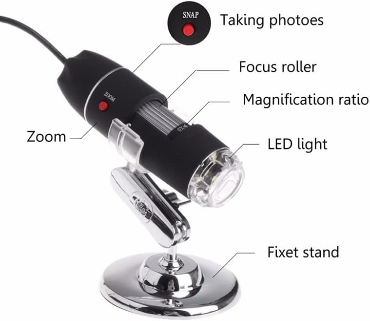 ערכת אביזרי מיקרוסקופ למבוגרים 1600x 2MP זום מיקרוסקופ 8 LED USB דיגיטלי כף יד מגדלת מעבדת מצלמה מתכלים