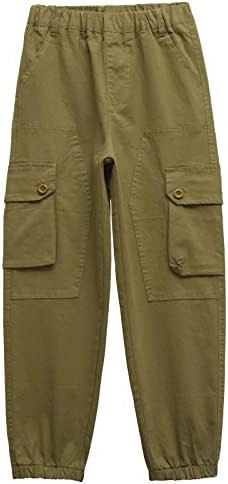 בני מכנסיים מטען כותנה מכנסי קז ' ואל אלסטי מותניים טיולים בית ספר אחיד מכנסי טרנינג רצים