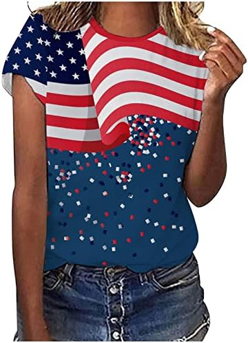 אמריקאי דגל חולצה נשים ארהב כוכבים פסים פטריוטית חולצה מזדמן קצר שרוול טי חולצה אופנה הדפסת מפנק