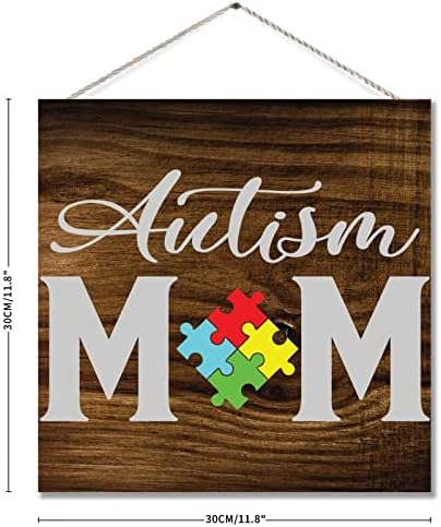 אוטיזם אמא חתיכת פאזל עץ שלט עץ אוטיזם שלט מודעות חתיכת פאזל תמיכה אוטיסטית לוחית דקורטיבית עיצוב אמנות