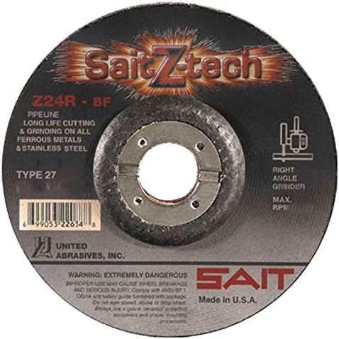 שוחקות יונייטד SAIT 22622 5x1/8x7/8 Z24R Z-Tech Pipeline גלגלי טחינה, 25 חבילה