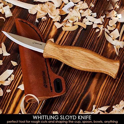 סכין סלויד ביוורקראפט סכין וו 4 סק1 גילוף עץ סכין סלויד כף גילוף סכין עם נדן עור