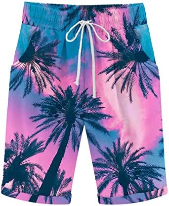 נשים הוואי מכנסיים קצרים חוף חג מזדמן לוח מכנסיים שרוך כושר רופף קומפי טרנינג טרנדי קצר מכנסיים
