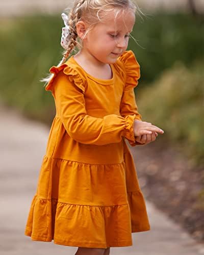 ויייל פעוטות תינוקות בנות שרוול ארוך פרוע חמוד שמלה מזדמנת זורמת ביגוד למסיבות חג חורף 2-8 שנים