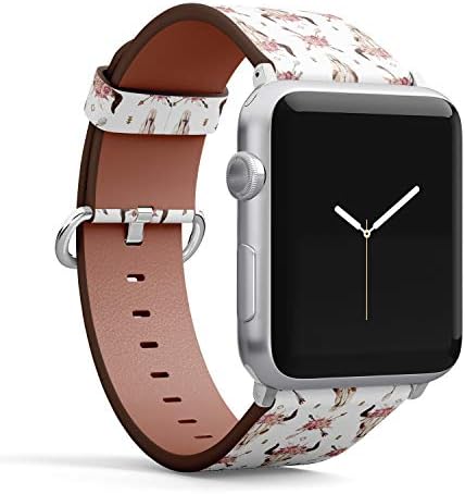 רצועת צמיד עור דפוסית תואמת לסדרת Apple Watch 6/5/4/3/2/1, החלפה ללהקות IWatch 38 ממ/40 ממ