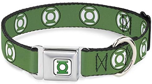 צווארון כלב צווארון בטיחות אבזם פנס ירוק לוגו 2 ירוק שחור לבן לבן 16 עד 23 אינץ