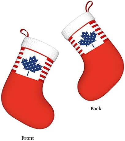 דגל ידידות אמריקני וקנדי דגל ידידות קנדי ​​גרב חג המולד קישוטי חג חג המולד קישודים אח תלויים גרב 18 אינץ 'גרביים