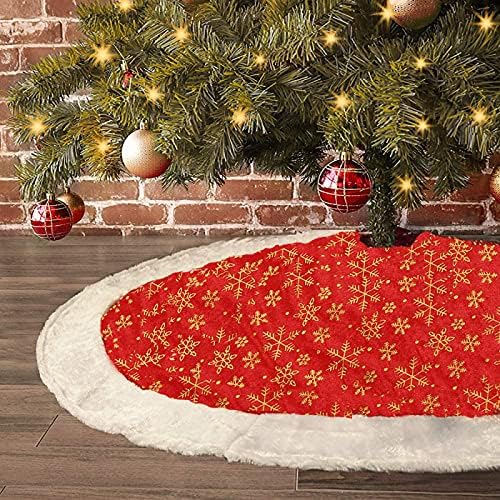חצאיות עץ חג המולד של Huijie - מחצלת עץ קצה של שלג ברונזה בגודל 48 אינץ