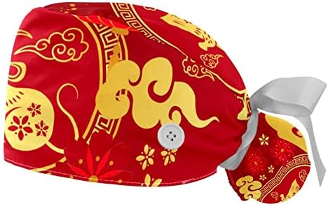 עכבר כובע עבודה ראש השנה הסיני עם כובע בופנט כיסוי ראש מתכוונן