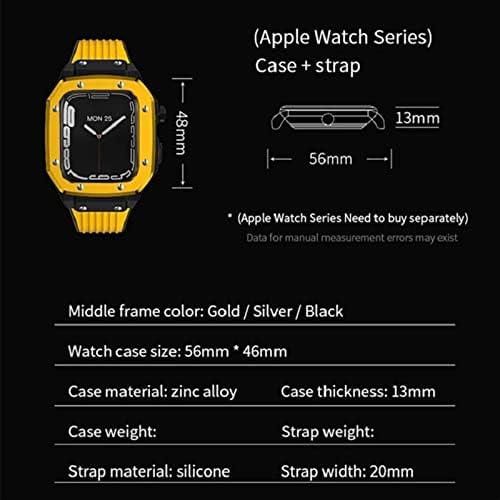 סגסוגת Kanuz Sloy Watch Strap עבור Apple Watch Series 7 6 5 4 SE 45 ממ 42 ממ 44 ממ גומי מתכת יוקרה
