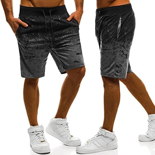 גברים של זיעה מכנסיים ספורט מכנסי ריצה קיץ מזדמן שרוך להתיז-דיו הדפסת ספורט אימון מכנסיים קצרים