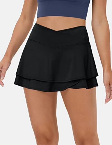 חצאיות גולף של קוג'וין לנשים חצאית טניס קפלים עם כיסים קרוסאובר מותניים גבוהים אימון אתלטי ריצה