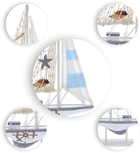 COTA גלובלי אור ירח עיצוב מפרש - עיצוב סירות מעץ בעבודת יד, קישוטי סירות מפרש בסגנון חוף חמוד, שולחן