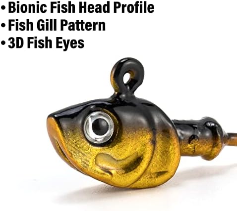 דר דגים 10 חבילות שחייה ראשי ג'יג, ראשי ג'יג דגי מלח דגי דגי דגי שטוחים עיניים 3D עיניים פחמן