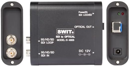 SWIT S-4605 SDI לממיר אופטי, נייד 3G/HD/SD-SDI לממיר סיבים אופטיים, כניסת SDI 1, פלט סיבים 1 ופלט