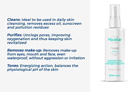תמיסה מיסלרית של אן קרוליין עם חומצה היאלורונית ננו / ניקוי פנים / מים מיסלריים רב יתרונות לעור