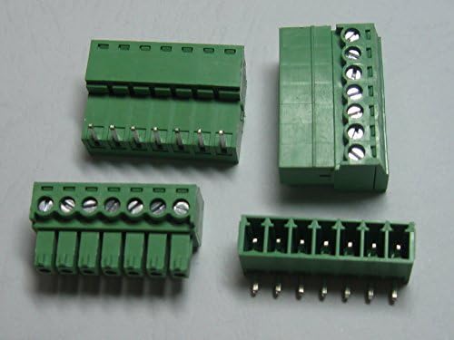 40 PCS זווית 90 ° 7PIN/WAY PITCH 3.5 ממ מחבר חסימת בורג מחבר צבע ירוק סוג הניתן לחיבור עם סיכת זווית