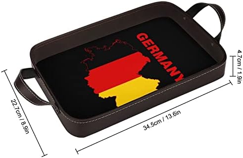 מפת דגל של גרמניה עור PU הגשת מגש אלגנטי לשולחן מארגן בושם עם ידיות