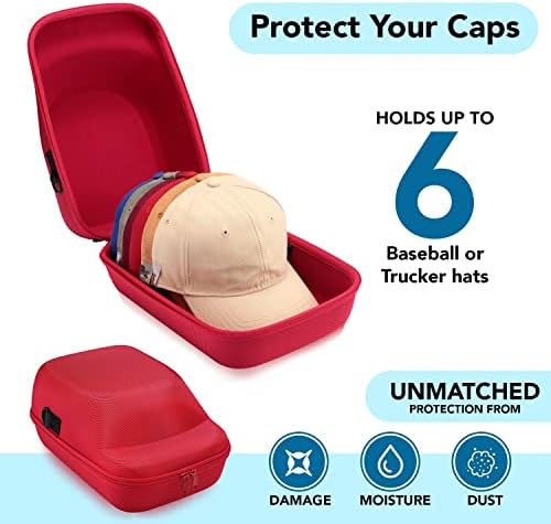 מארז כובע קשיח לכובעי בייסבול-אחסון כובע לכובעי בייסבול עם ידית נשיאה ורצועת כתף-מחזיק ארגונית