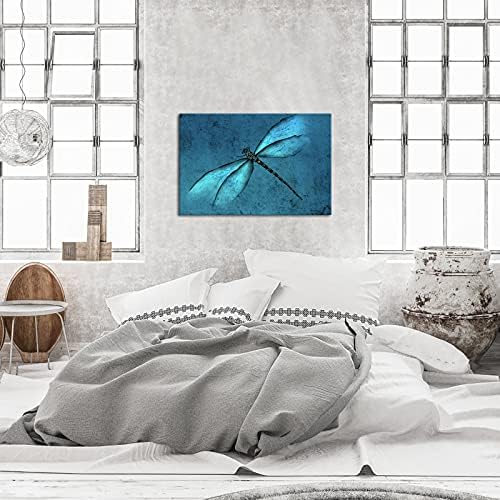 גדול חרקים בעלי החיים בד קיר אמנות מופשט צהבהב כחול שפירית תמונה הדפסה על בד גלריה לעטוף לסלון חדר שינה