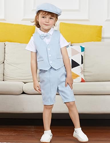 A&J Design Baby Boys Set Set, 4 PCS Gentleman Shirt Shirt & Shorts Shorts & Vest & Hat