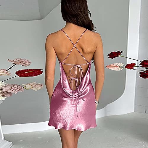 סקסי ספגטי רצועת שמלות נשף לנשים ללא שרוולים ללא משענת גוף מיני שמלת מועדון ערב מסיבת טנק שמלה