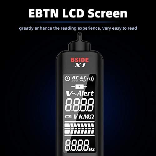 BSIDE גלאי מתח LCD EBTN, עט בודק מתח AC ללא מגע ללא מגע, רגישות מתכווננת, טווח כפול 6V-1000V/90V-1000V