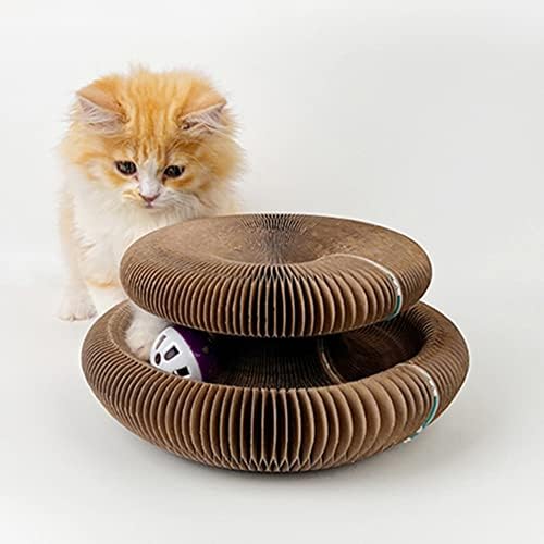 קסם איבר חתול השריטה לוח חתול צעצוע עם פעמון חתול טחינת טופר חתול טיפוס מסגרת עגול גלי חתול המלטת חתול שריטה