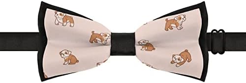 קריקטורה שמח בולדוג גברים של מראש קשור עניבות פרפר מתכוונן מודפס חידוש עניבה