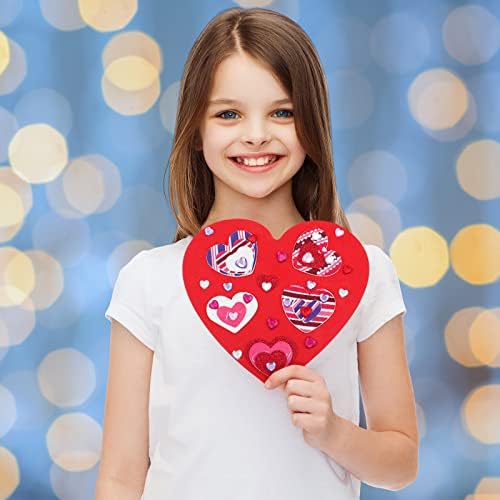 OUTUS 677 חתיכות סט מדבקות לבבות קצף של יום האהבה, קצף לבבות גדולים עם מדבקות קצף לב נצנצים,