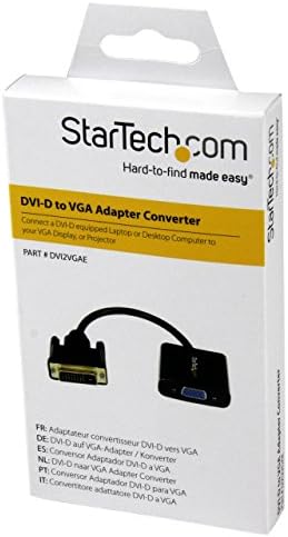 Startech.com DVI -D ל- VGA כבל ממיר מתאם פעיל - 1080p - DVI ל- VGA Converter Box, שחור