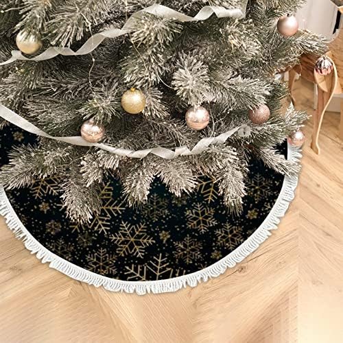 חצאיות עץ עץ חג המולד של Xollar בגודל 48 אינץ 'גדולות של שלג זהב, קישוטי חג המולד מקורה חיצונית מחצלת עץ לחג