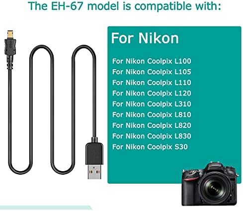 EH-67 EH67 כבל USB 1.0M מצלמות דיגיטליות DC כבל עבור NIKON COLLPIX L100 L105 L110 L120 L310