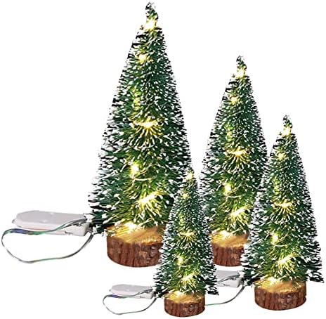 עץ חג המולד מיני של U-Buyhouse, עץ מברשת בקבוקים, עץ אורן קטן עם בסיסי עץ למסיבת חג חג המולד בית שולחן שולחן