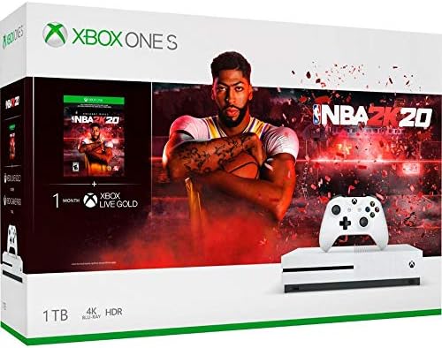 Microsoft Xbox One S 1TB קונסולת עם צרור NBA 2K20 עם בקר אלחוטי Xbox, Xbox Live Live 3 חודשים חברות זהב, Geary
