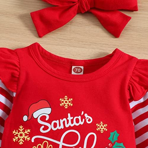 תינוקת תינוקת תינוקת תלבושת חג המולד של סנטה הנסיכה הקטנה של סנטה רומפר פרע פס שרוול ארוך שרוול אחד