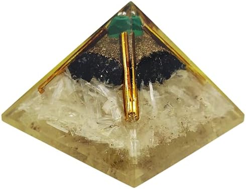 Sharvgun Tourmaline, Selenite & Malachite Stone Pyramid Pyramid Healing Crystal Ex-LG