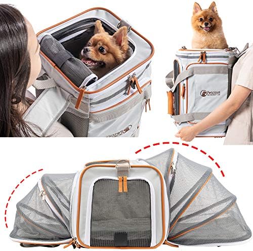 תיק גב מנשא לחיות מחמד מאושר תחת מושב, ארנק כלבים ייחודי רך תרמילי נושאות נסיעות לטיולים קמפינג בחוץ,