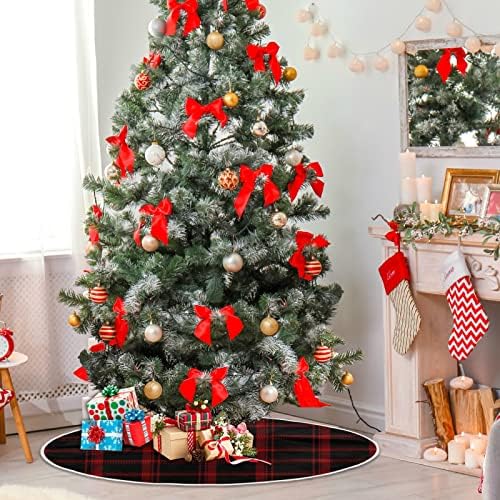 Oarencol חג המולד משובץ שחור אדום באפלו בדוק חצאית עץ חג המולד 36 אינץ 'חג המולד של מסיבת חג קישוטי מחצלת